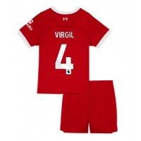 Liverpool Virgil van Dijk #4 Hjemme Trøje Børn 2023-24 Kortærmet (+ Korte bukser)